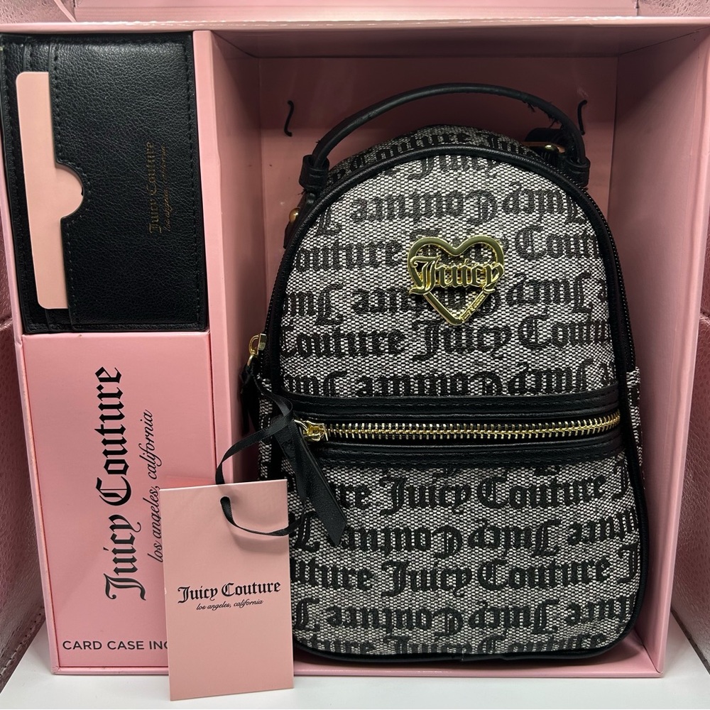 NWT Juicy Couture mini travel backpack & card case